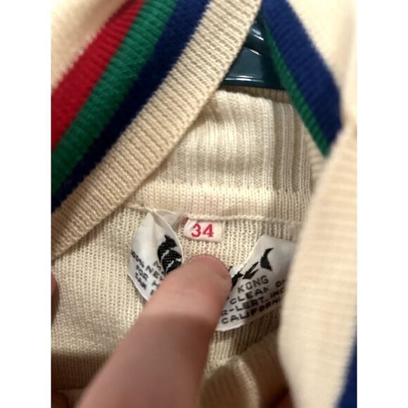 Meister Women's Size 34 Knit Wool Turtleneck Sweater Cream Stripes Sleeve - Picture 6 of 6